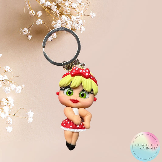 Key Ring Rockabilly Chic Blonde Hair